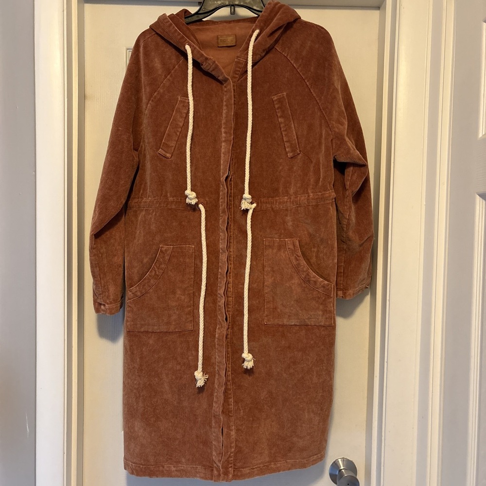 POL Brick House Long Jacket Hoodie Anthropologie Corduroy Mid Length Women's S